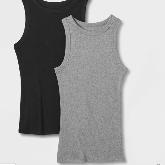 a new day Tops - A New Day Slim Fit Ribbed Tank Top Gray Small